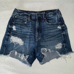 American Eagle Outfitters Blue Distressed Jean Shorts